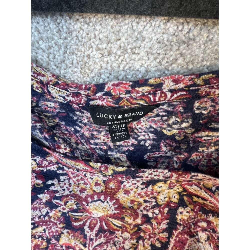 Lucky Brand Printed Dress Shirt Long Sleeve Cotton Size XS Boho Bohemian Print - Picture 2 of 3